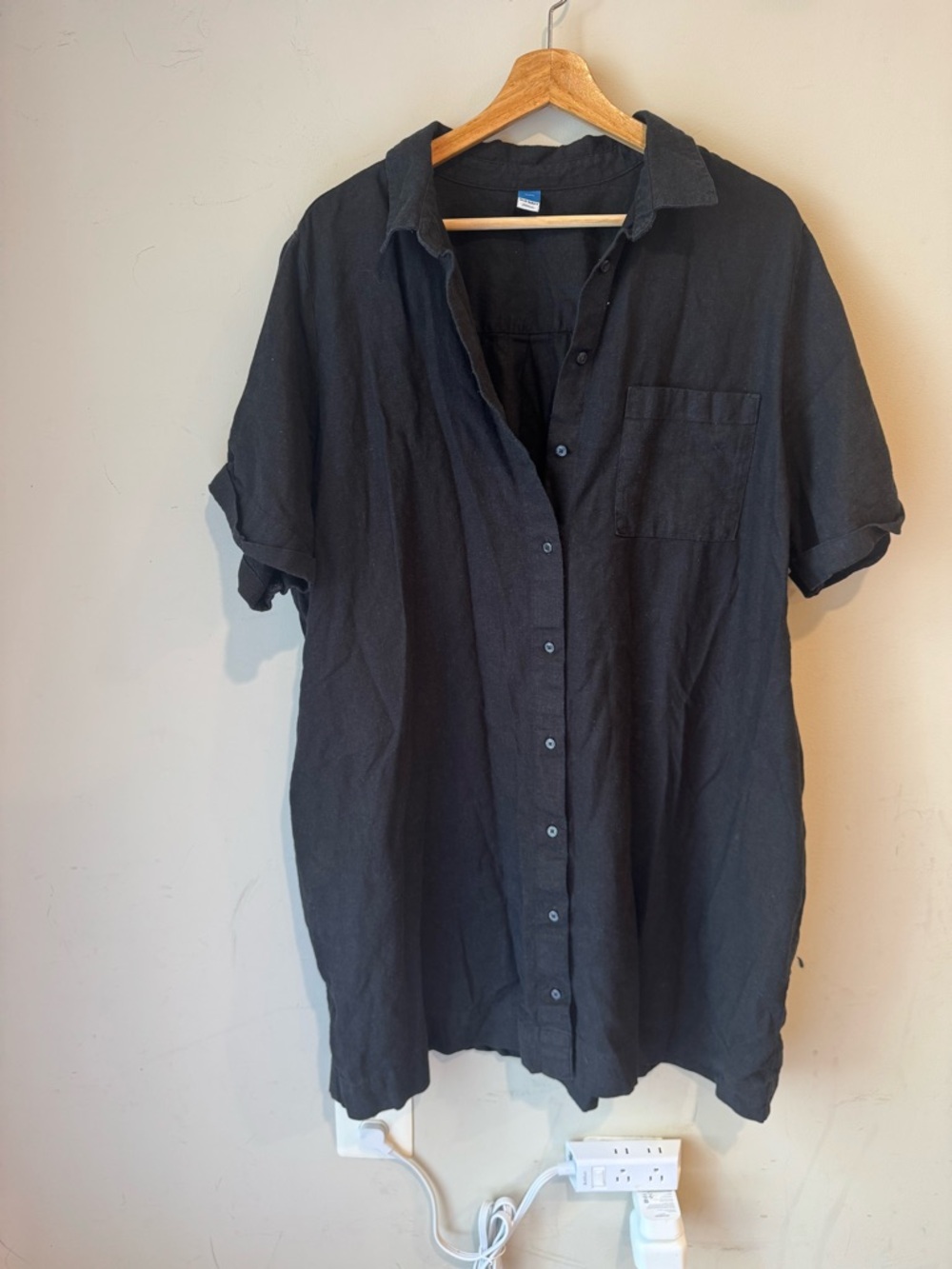 Old Navy Linen Button Up Black Dress
